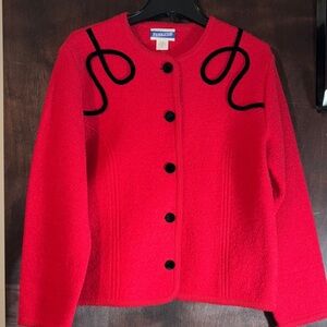 Vintage Pendleton Red Cardigan with Black Trim